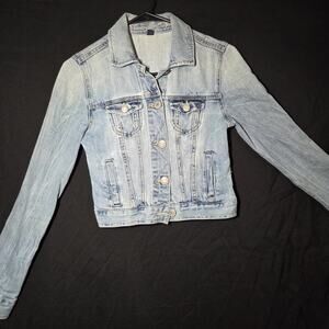 Stylish Y2k American Eagle Women's Denim Patchwork Jacket Size XXS